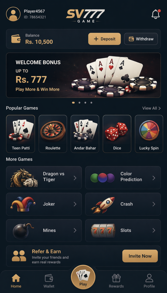 sv777 game dashboard image